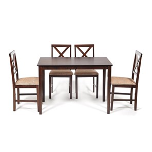 Обеденный комплект Хадсон (стол + 4 стула) id 13691 cappuccino (темный орех) арт.13691 в Губкинском